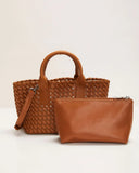 Picnic Date Woven Top Handle Tote Bag