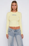 Love Addiction Long Sleeve Baby Tee Butter Yellow