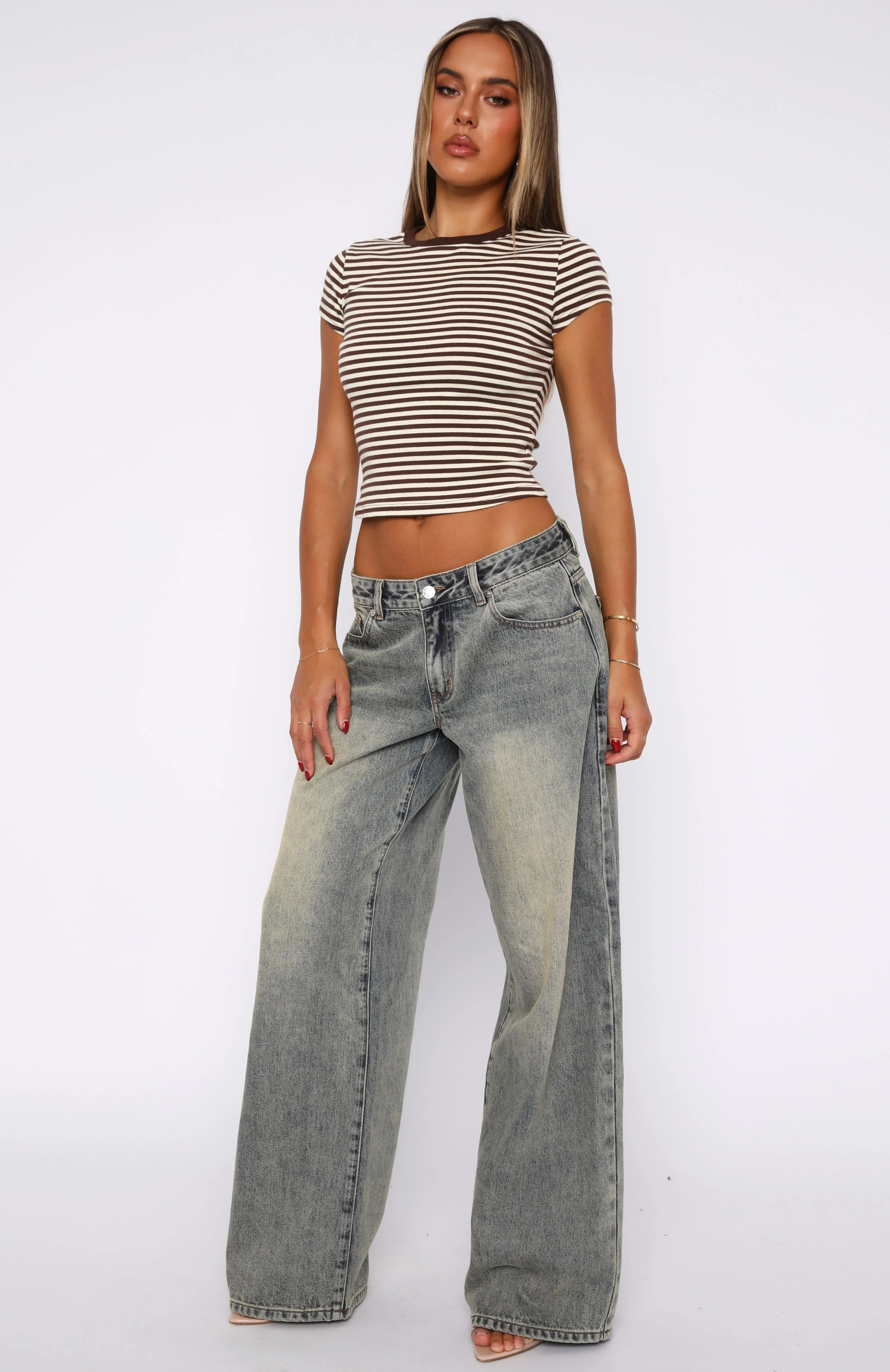 Maeve Low Rise Wide Leg Jeans Sand