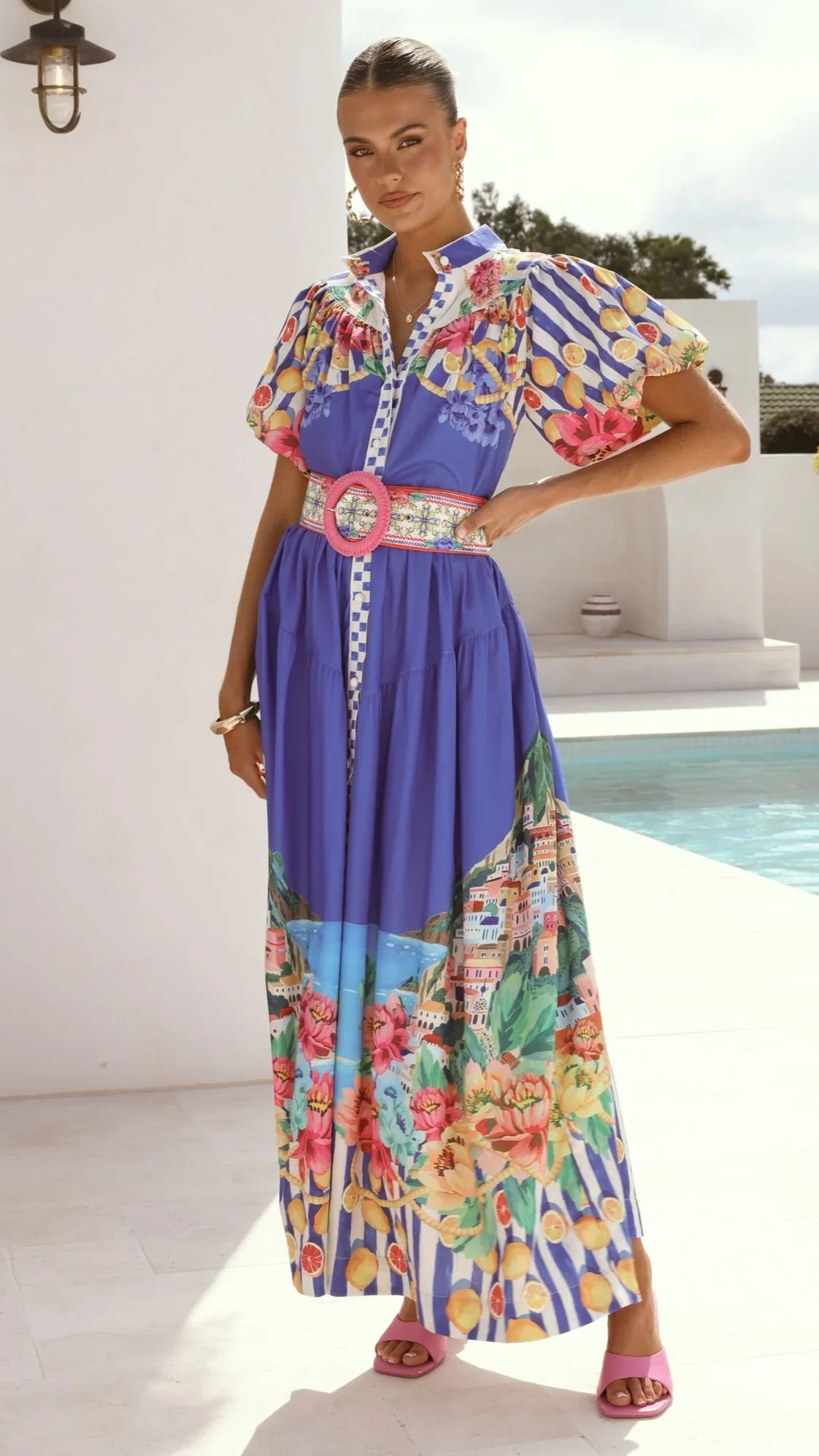 Bloom Maxi Dress Positano Cobalt