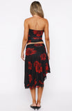 Save My Love Midi Skirt Black Scarlet Bloom