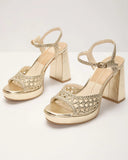 Peyten Metallic Crochet Heels