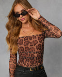 Carmeline Mesh Leopard Print Top
