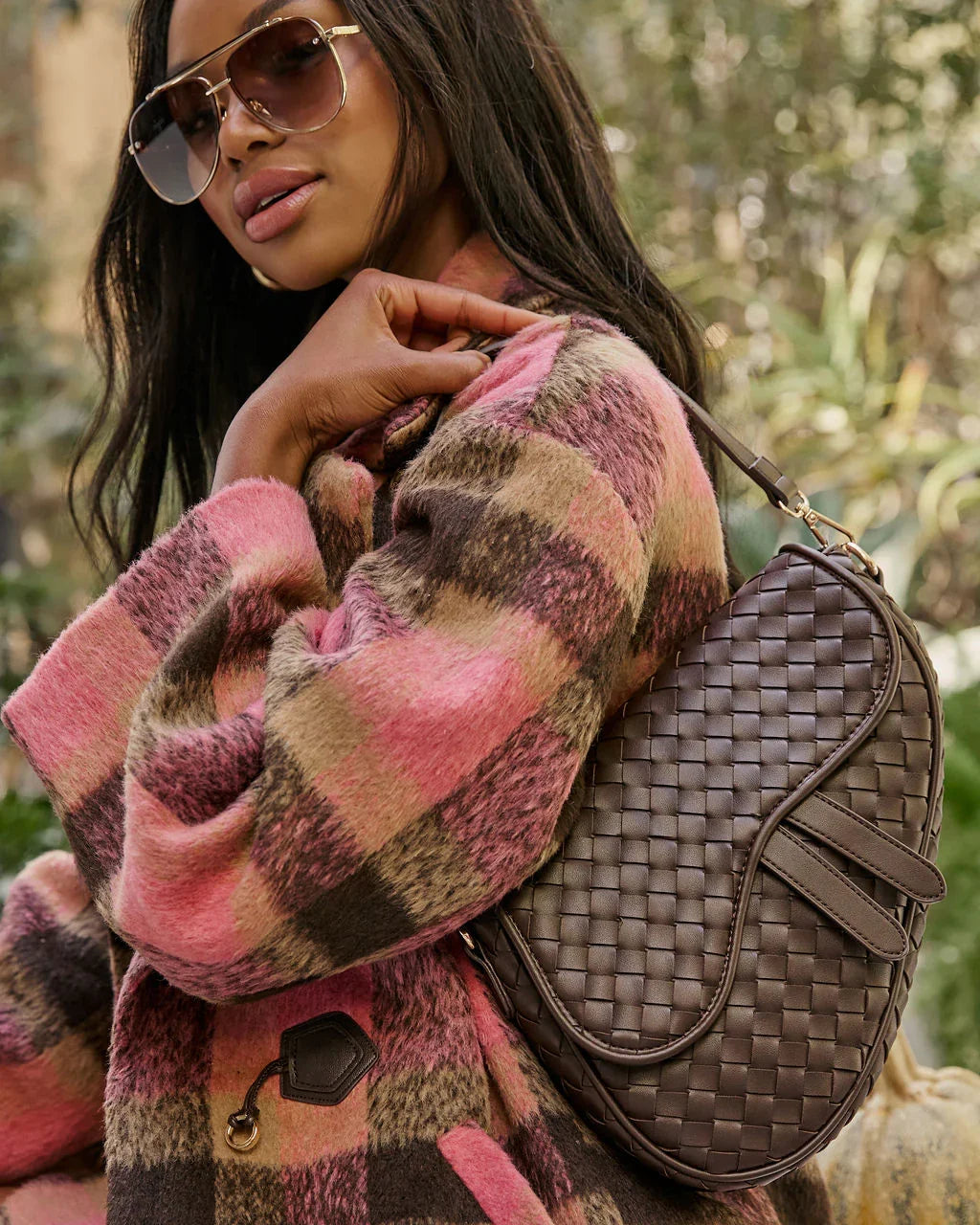 Kalila Faux Leather Woven Saddle Bag