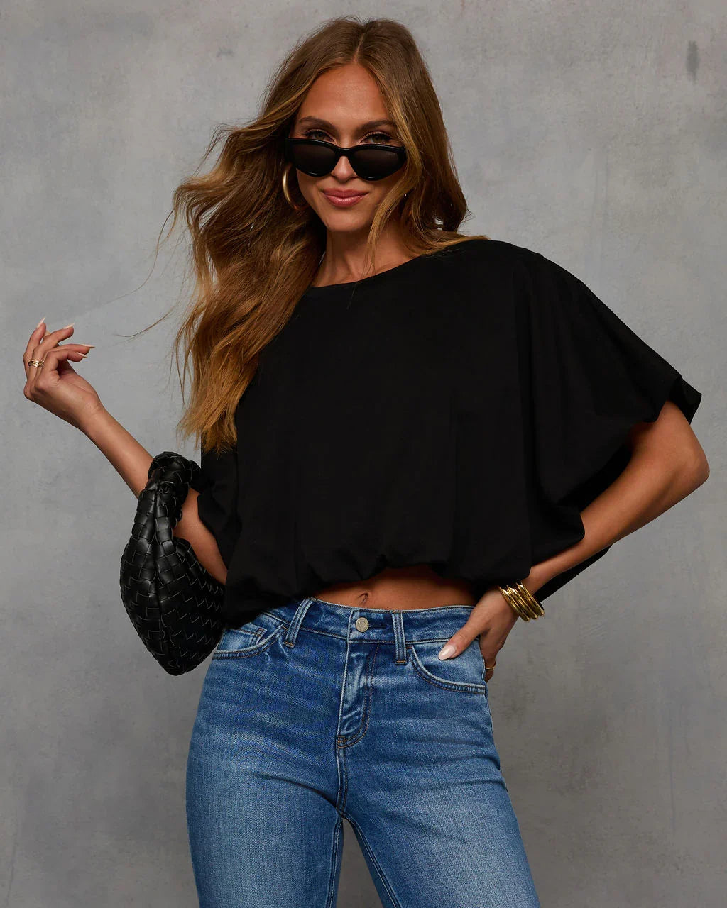 Kaylee Bubble Hem Cotton Crop Top