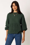 Meredith Ribbed Crewneck Knit Sweater Green