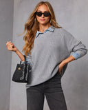 Slow Moments Twofer Denim Trim Sweater