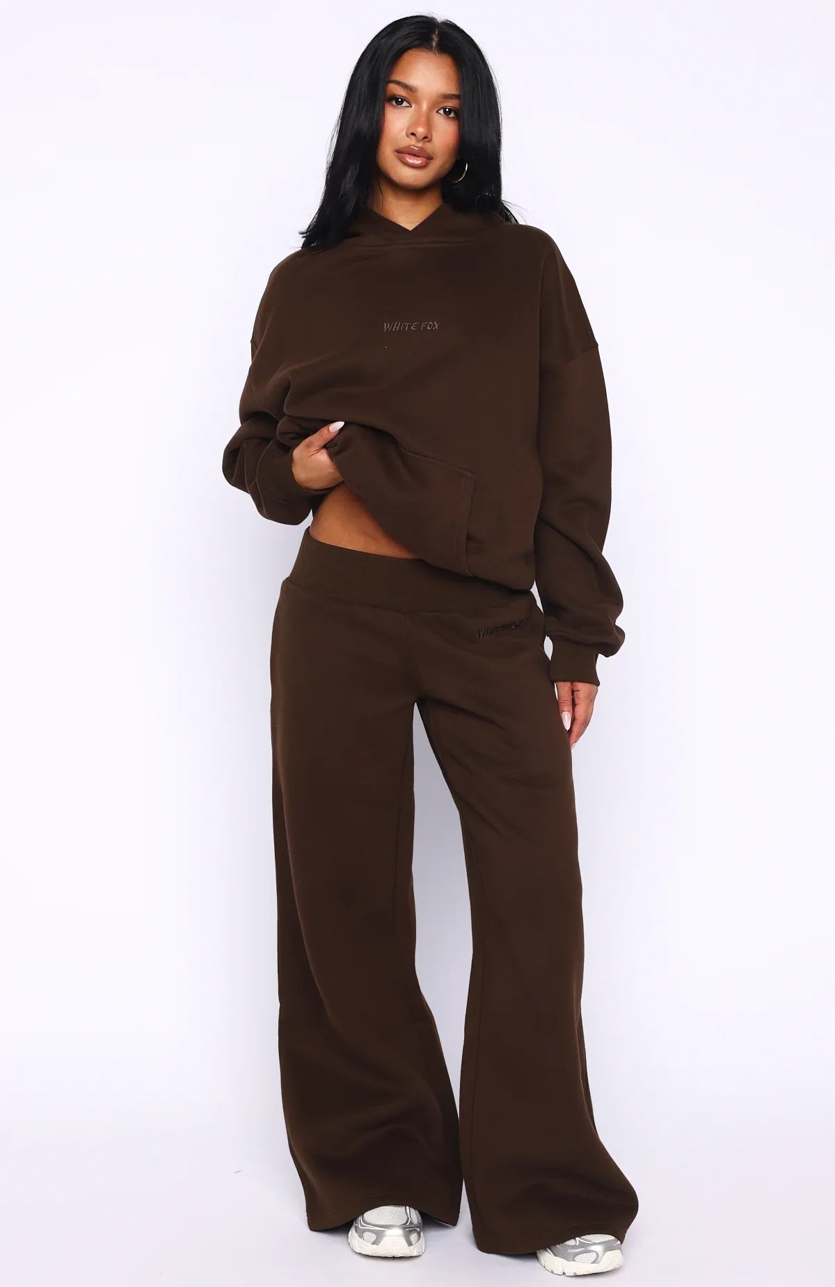 Come A Long Way Wide Leg Sweatpants Chocolate