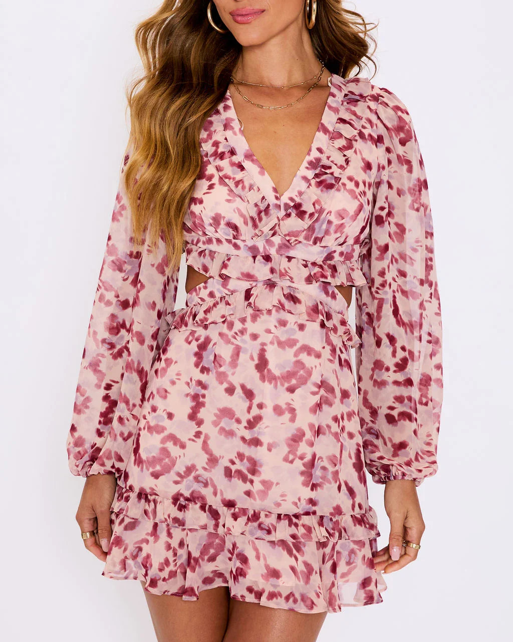 Amelia Floral Ruffle Mini Dress
