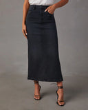 Chic Side Slit Denim Midi Skirt
