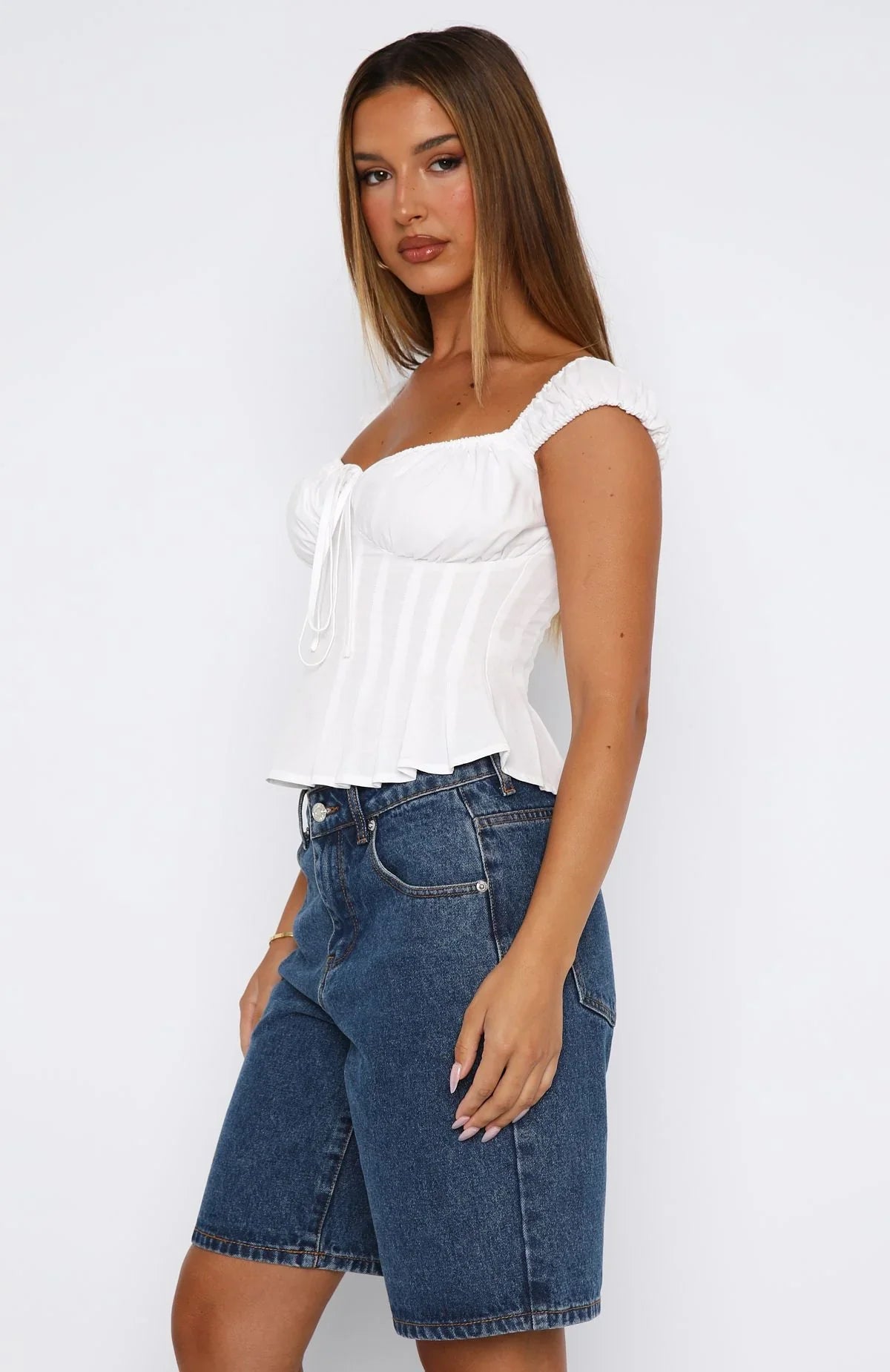 Cut You Off Poplin Top White