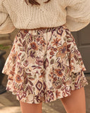 Fallen Leaf Printed Mini Skort