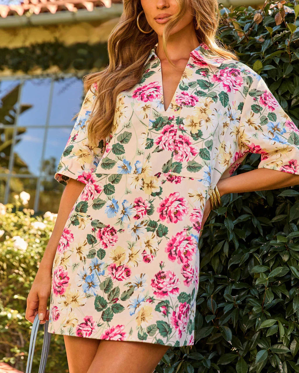 Sunveil Garden Floral Mini Shirt Dress