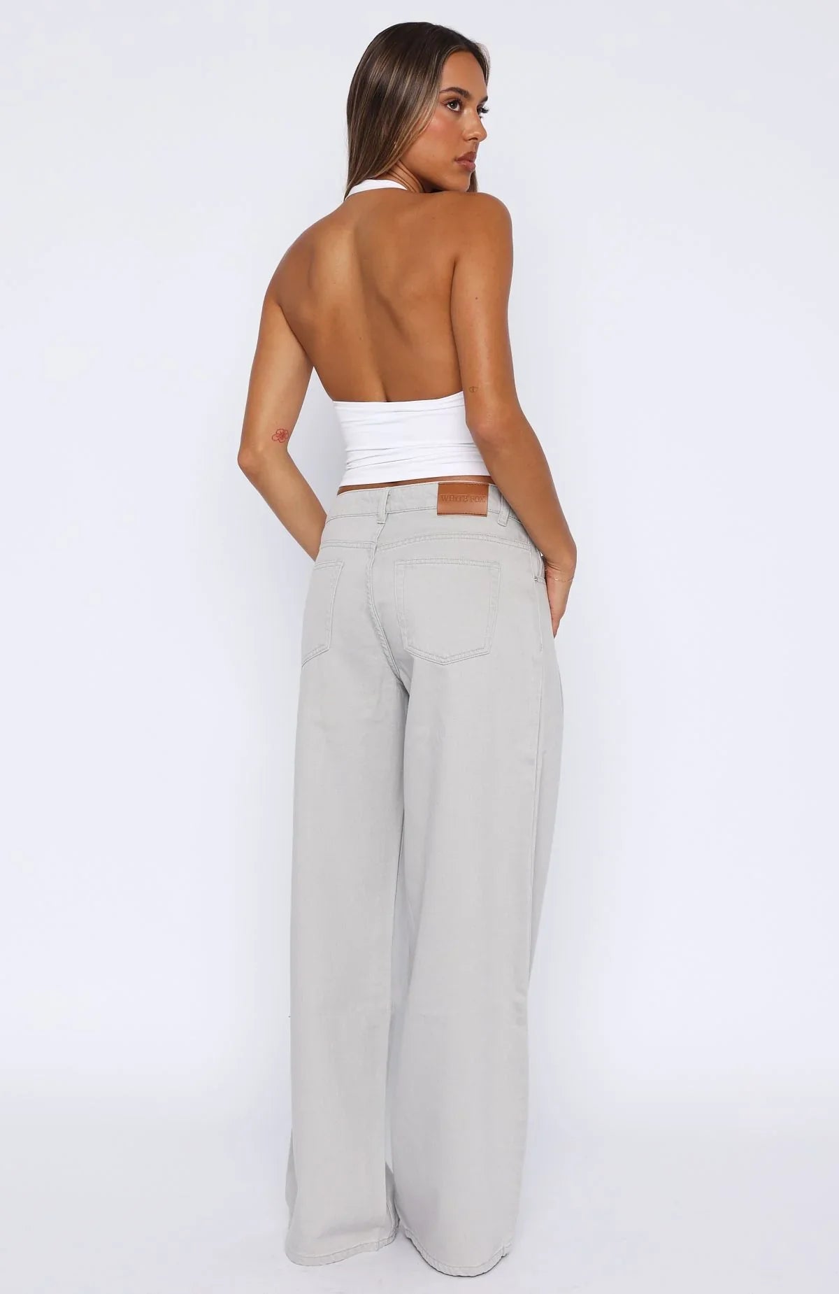 Iris Low Rise Wide Leg Jeans Light Grey