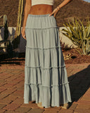 Sandie Tiered Chambray Maxi Skirt