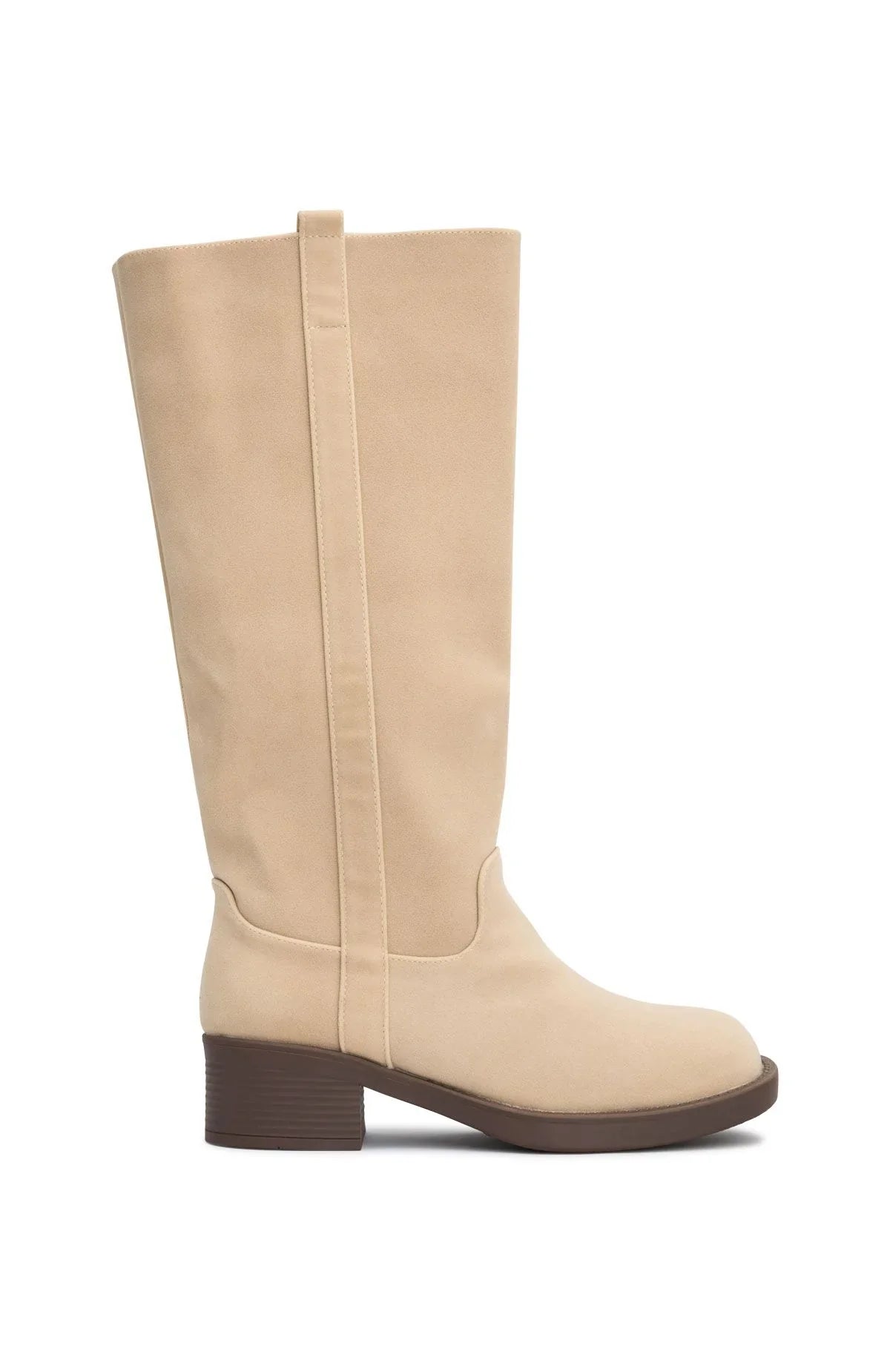 Lainey Knee High Boots Nude Faux Suede