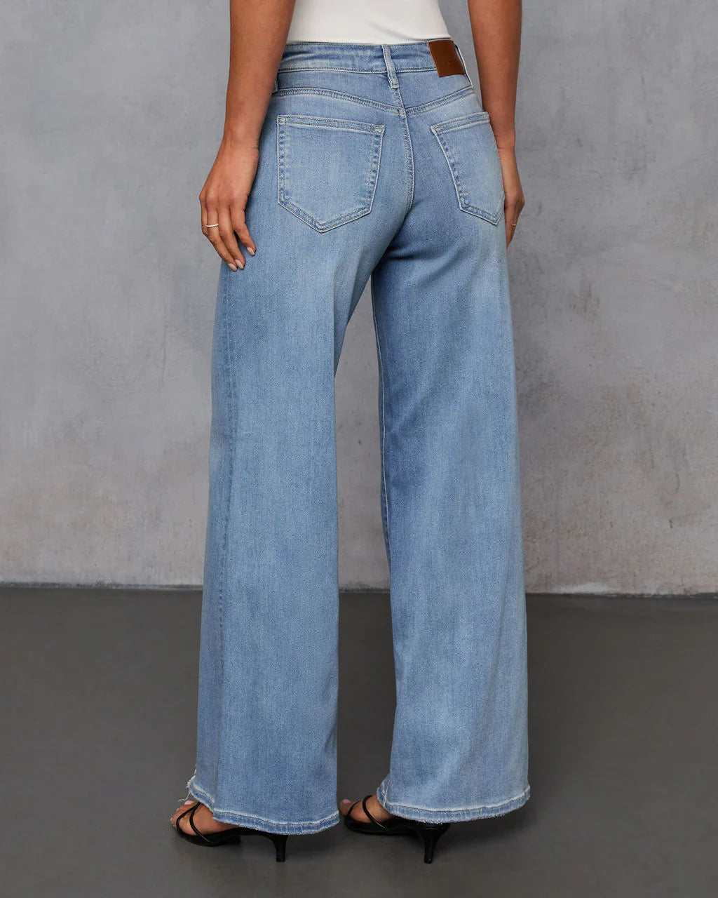Inka Super Stretch Distressed Wide Leg Jeans