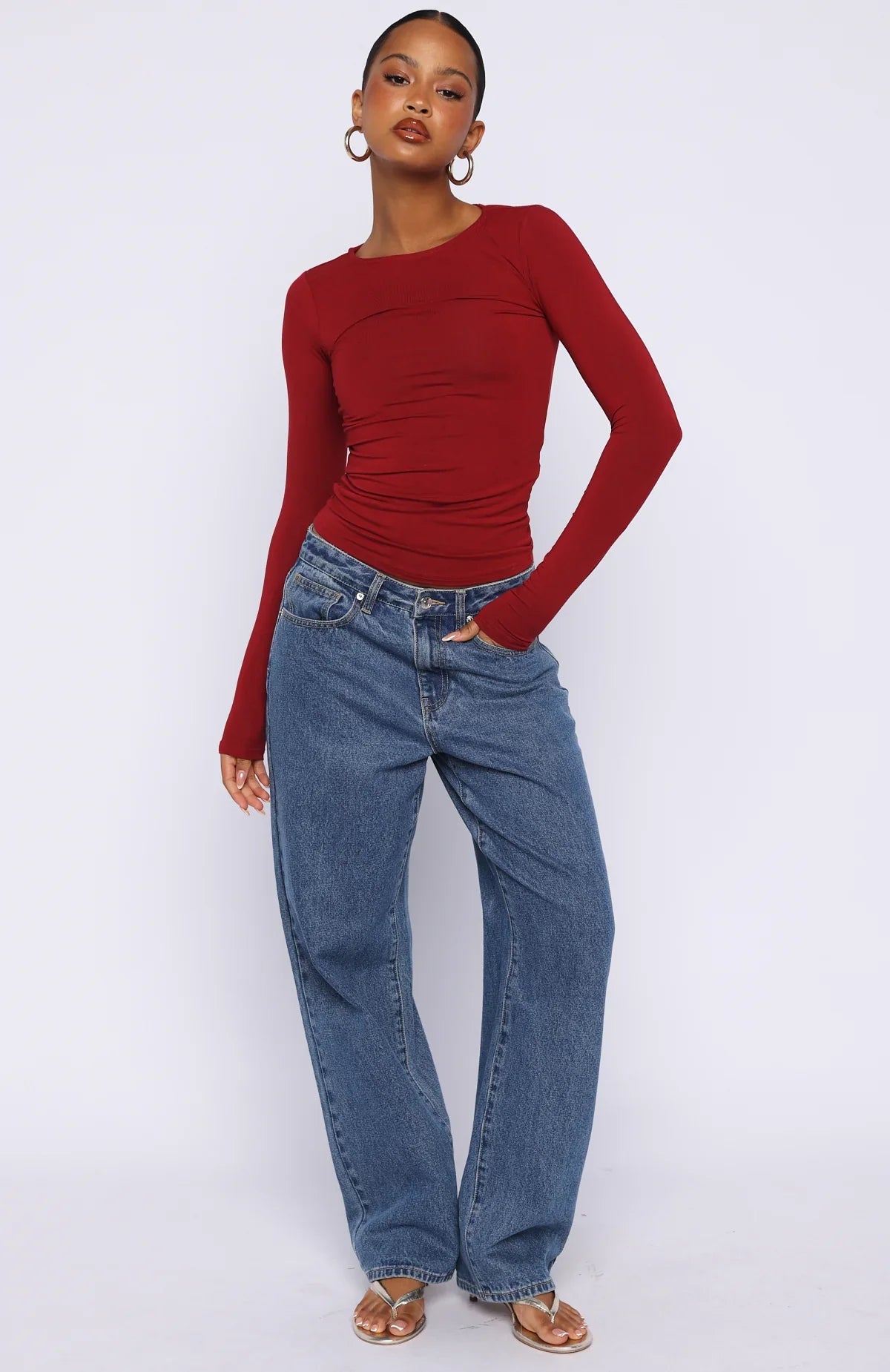Only For Tonight Long Sleeve Top Wine