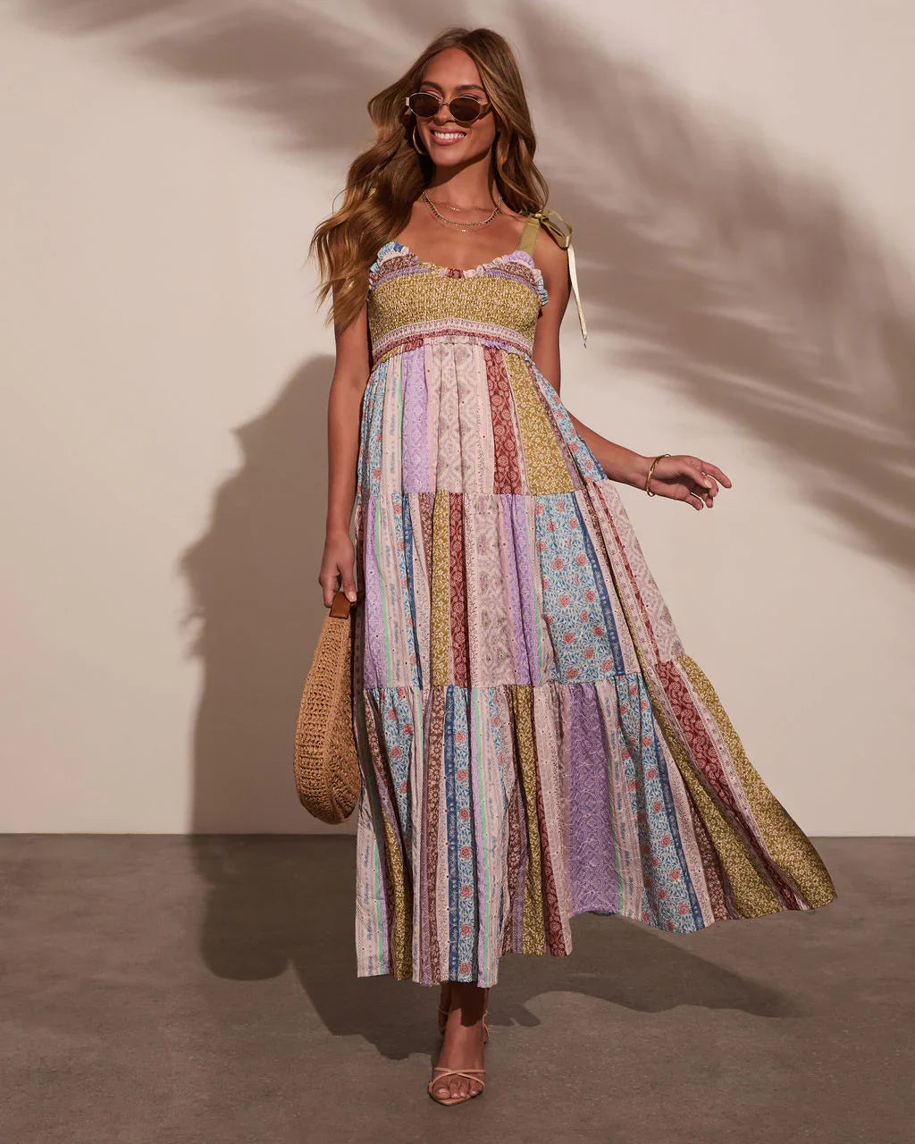 Sweet Spring Patchwork Maxi Dress
