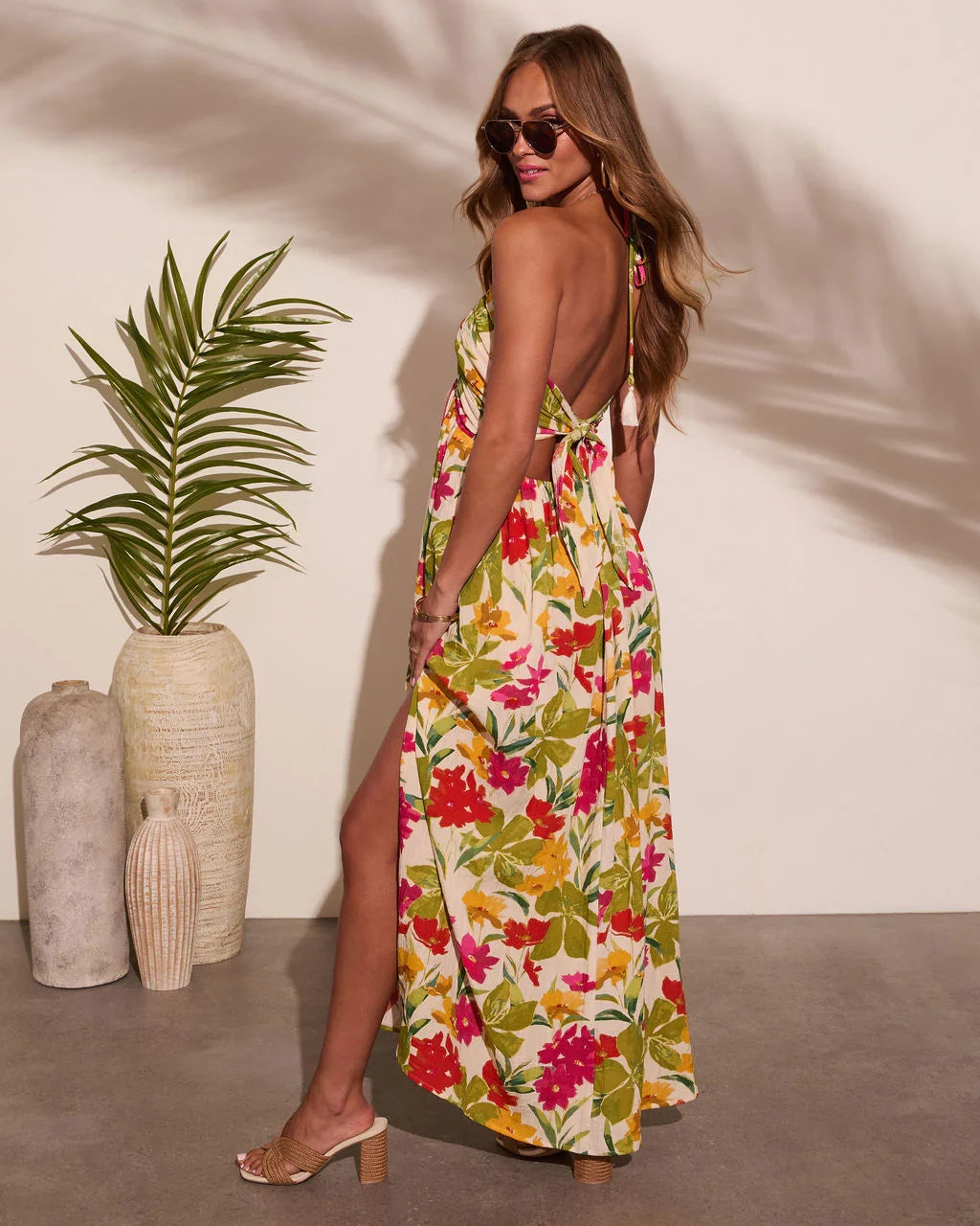 Honolulu Halter Tropical Print Maxi Dress