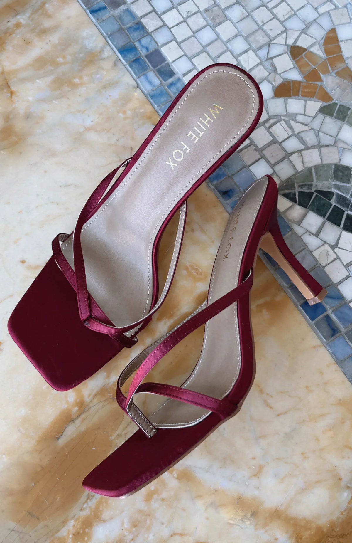 Julietta Heels Burgundy Satin