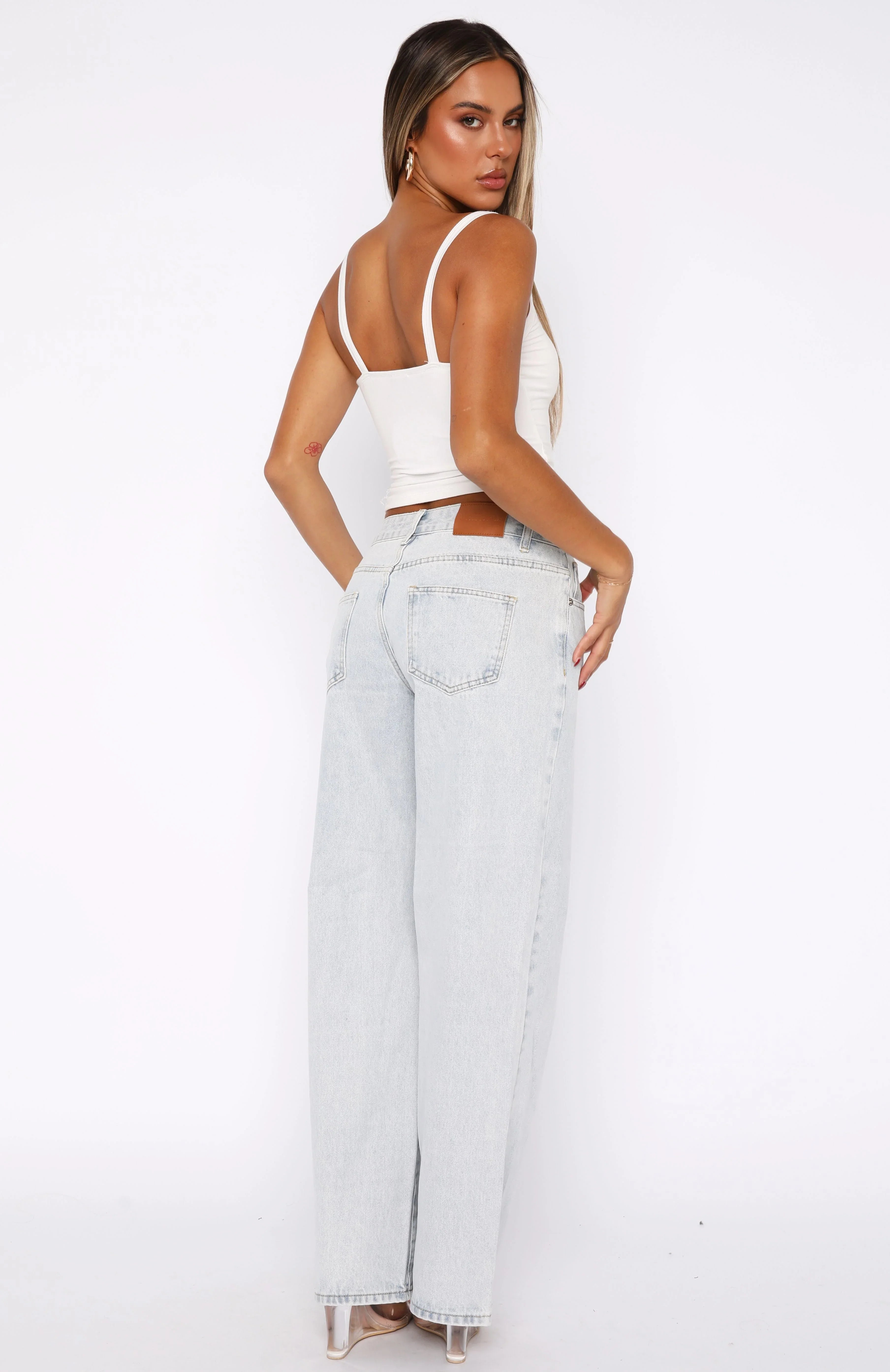 Bring The Style Low Rise Wide Leg Jeans Glacier Blue