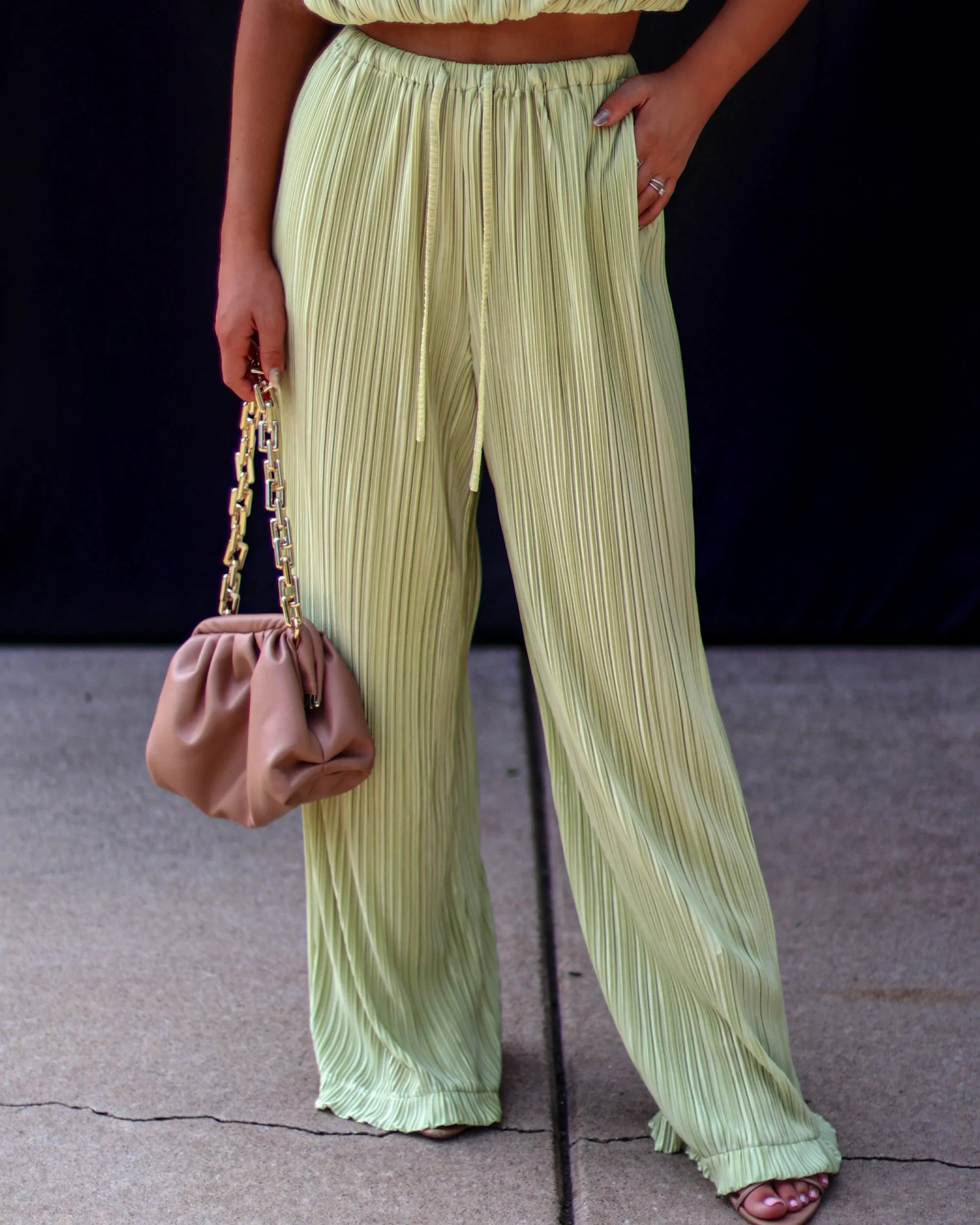 Resort Stay Plisse Wide Leg Pants