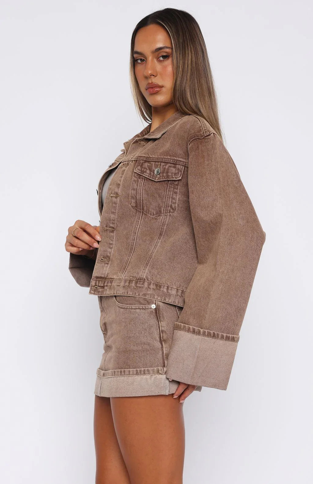 Charlotte Denim Mini Skirt Tan Wash