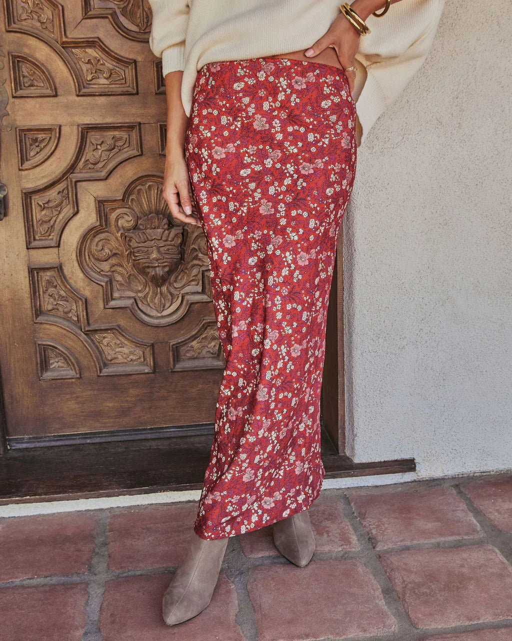 Warm Fade Printed Maxi Skirt