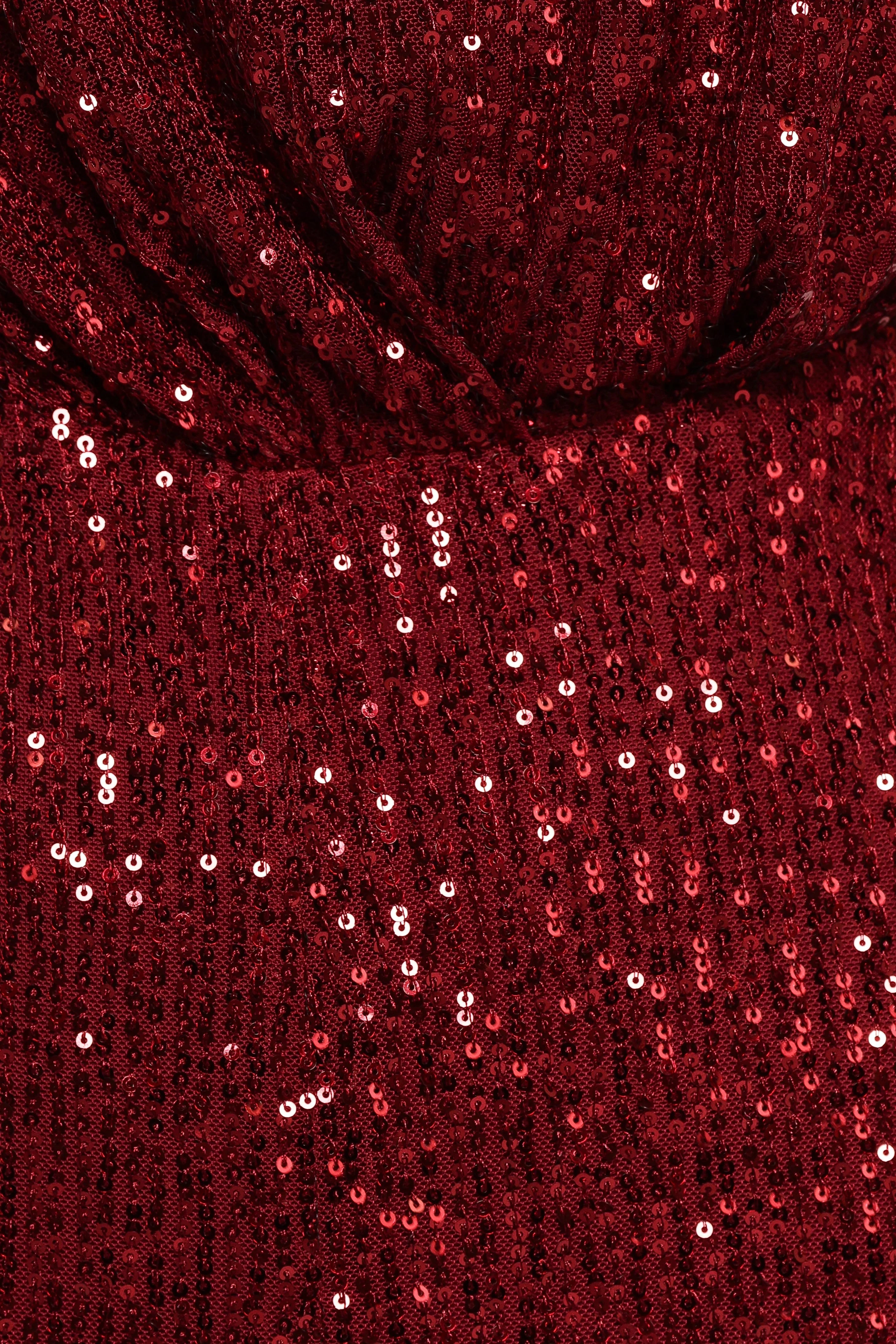 Khianna Sequin One Shoulder Jumpsuit Red