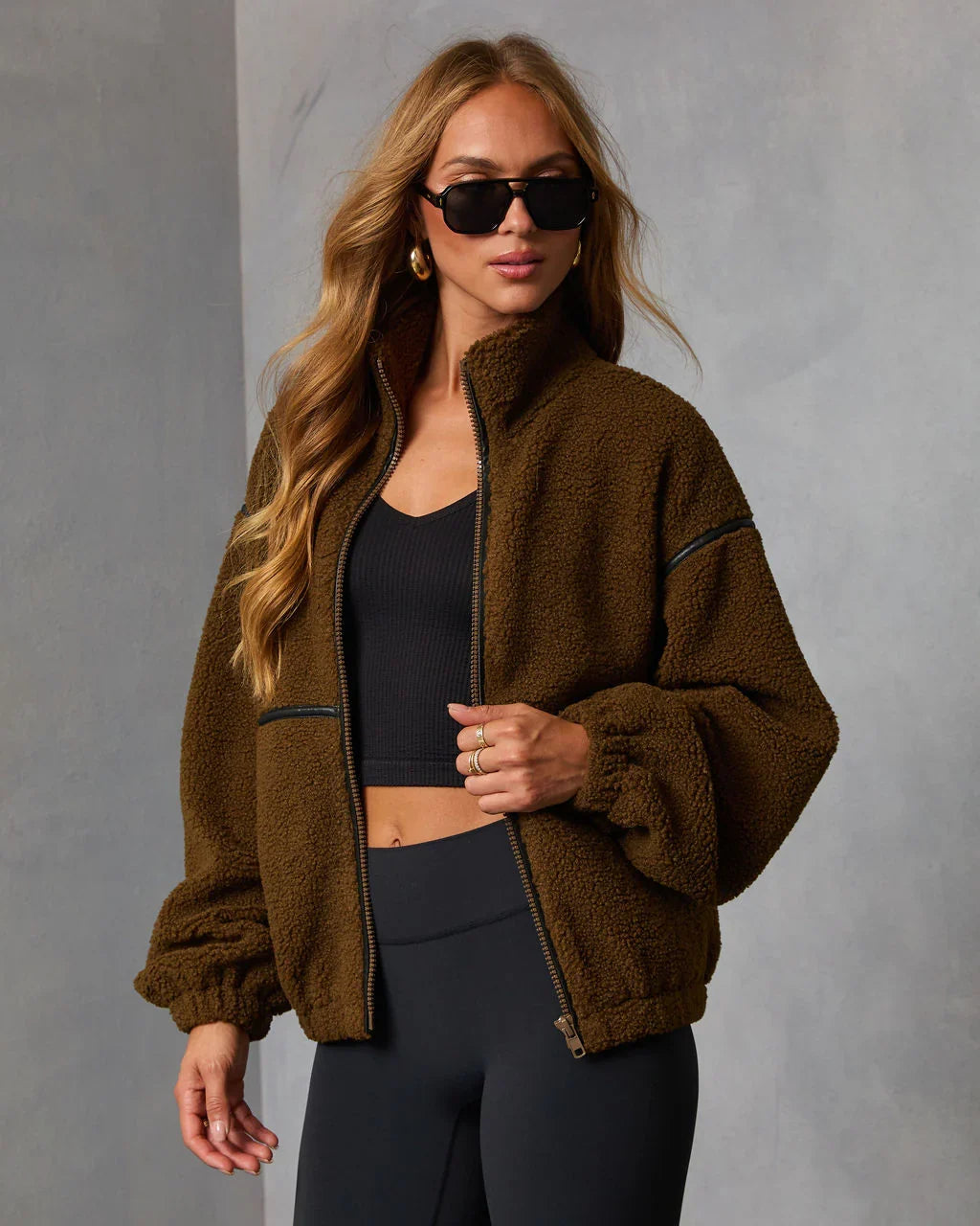 Chill Whispers Contrast Trim Shearling Jacket