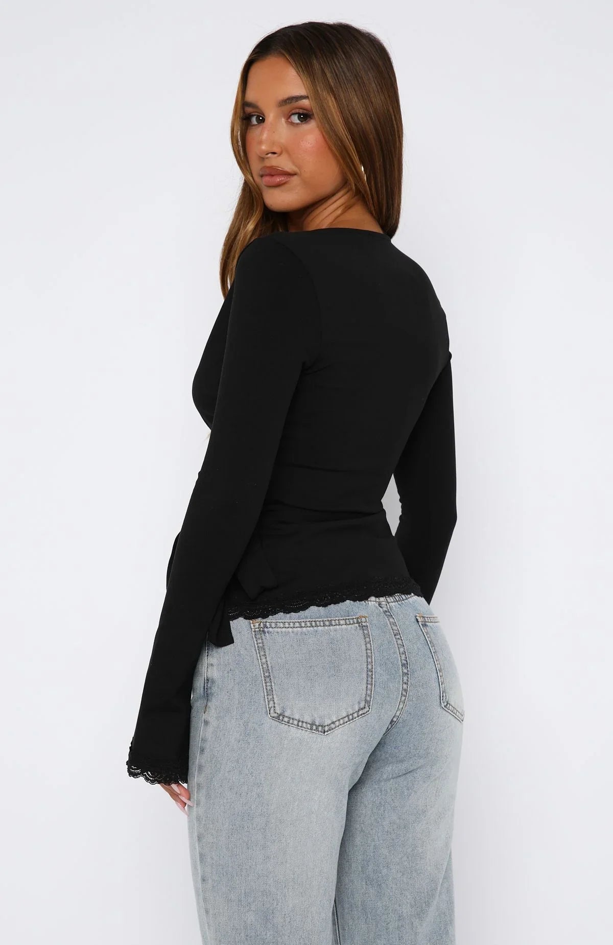 Cater To You Long Sleeve Top Black