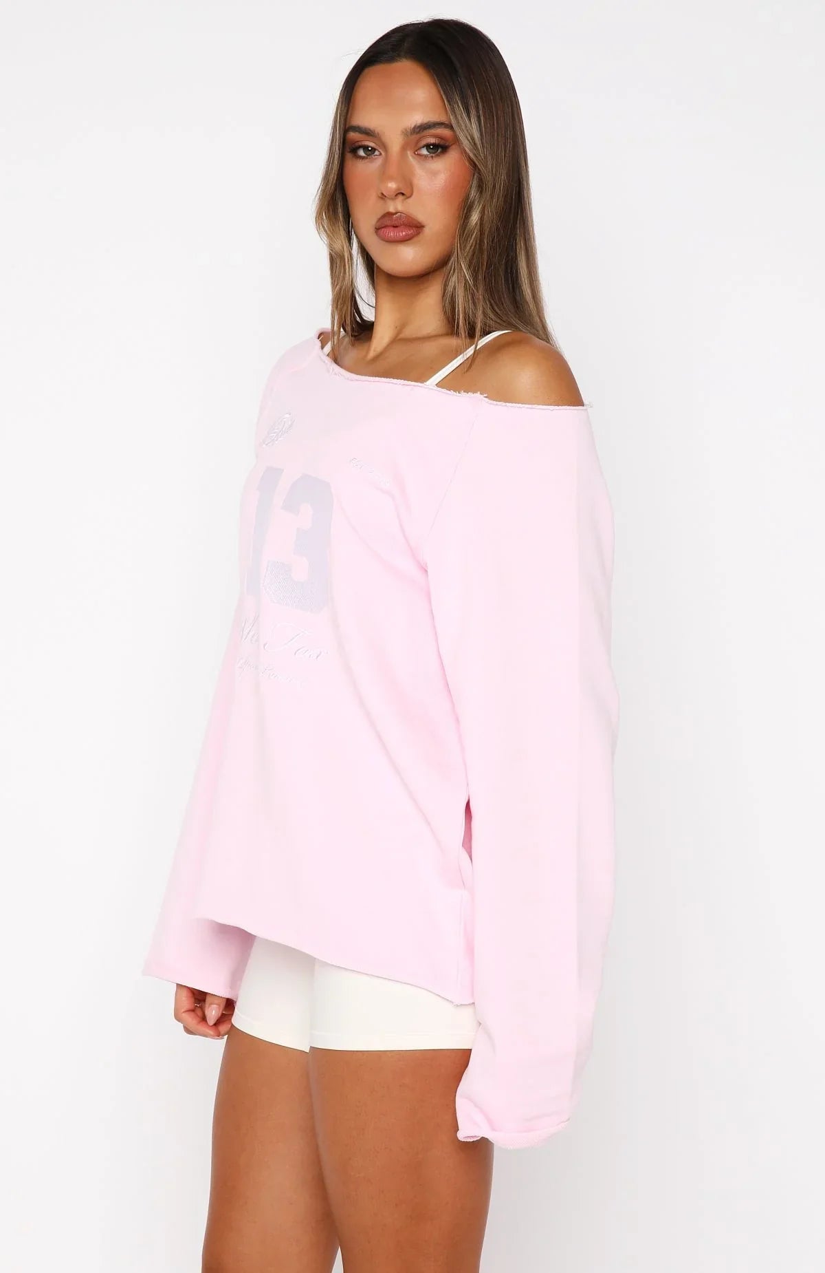 Out Of Chances Off Shoulder Sweater Ballet Pink