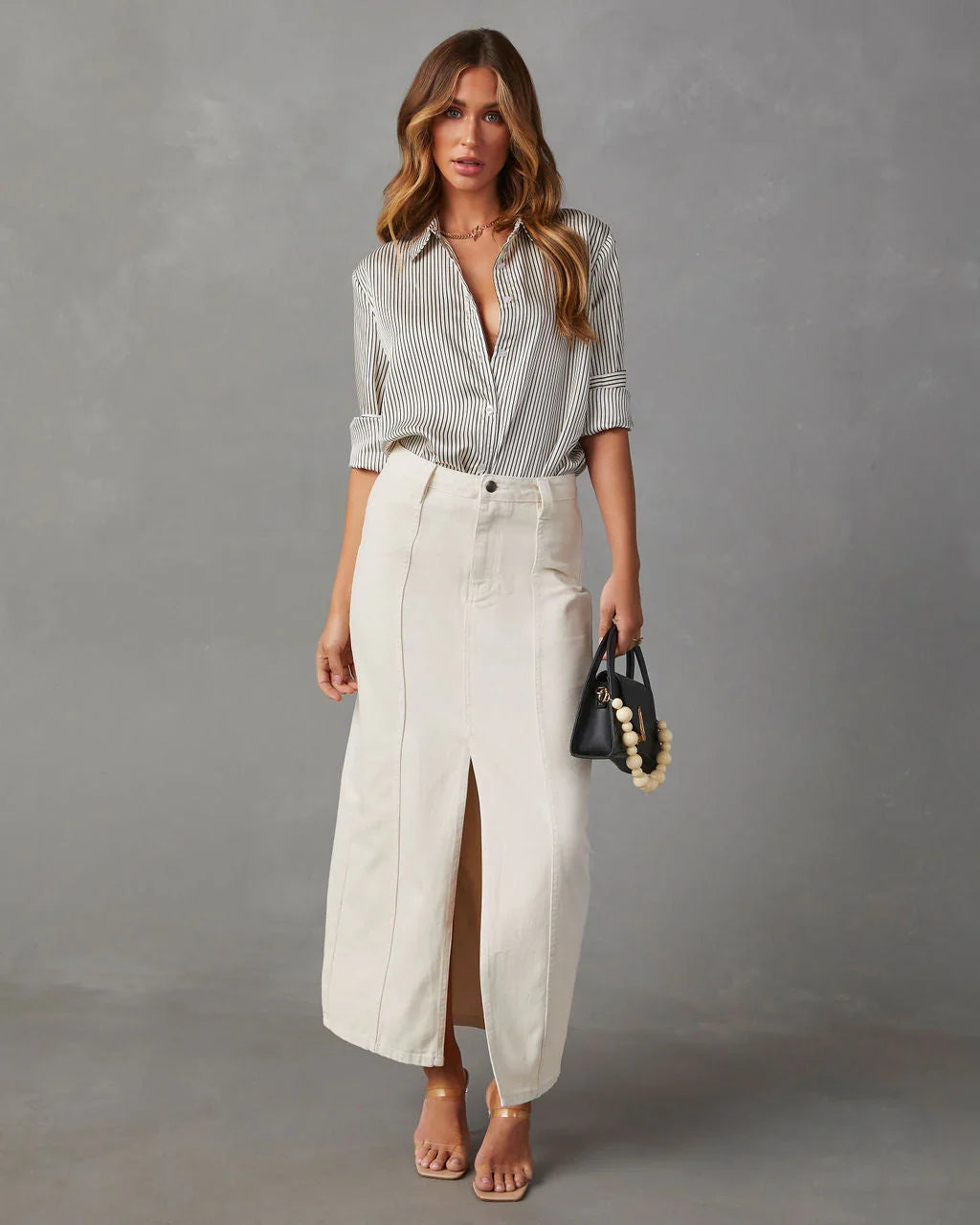 Jessey Striped Oversized Button Down Top