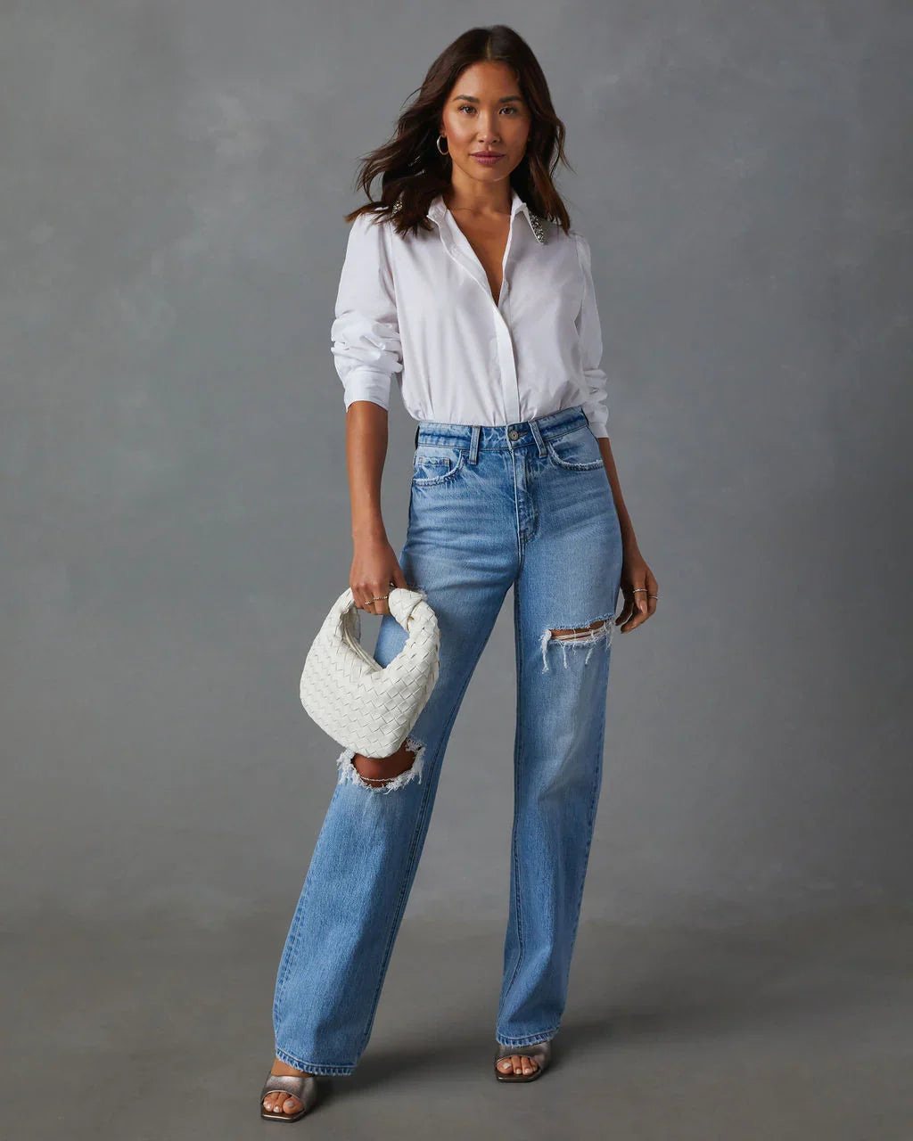 Naya Embellished Collared Button Down
