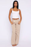 Kendall Mid Rise Wide Leg Jeans Sesame Wash