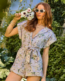 Crisp Dawn Floral Waist Tie Romper