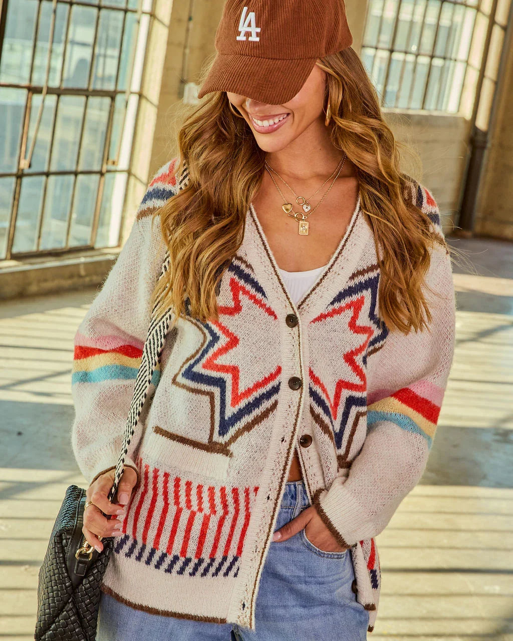 Layered Ease Abstract Knit Cardigan
