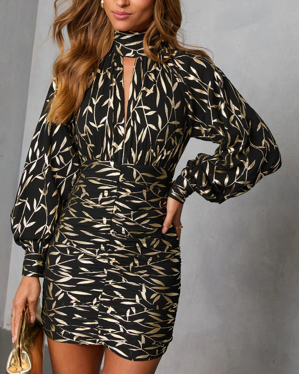 Evening Stem Printed Foil Mini Dress