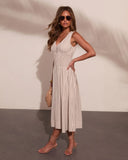 Alorah Striped Fit and Flare Midi Dress