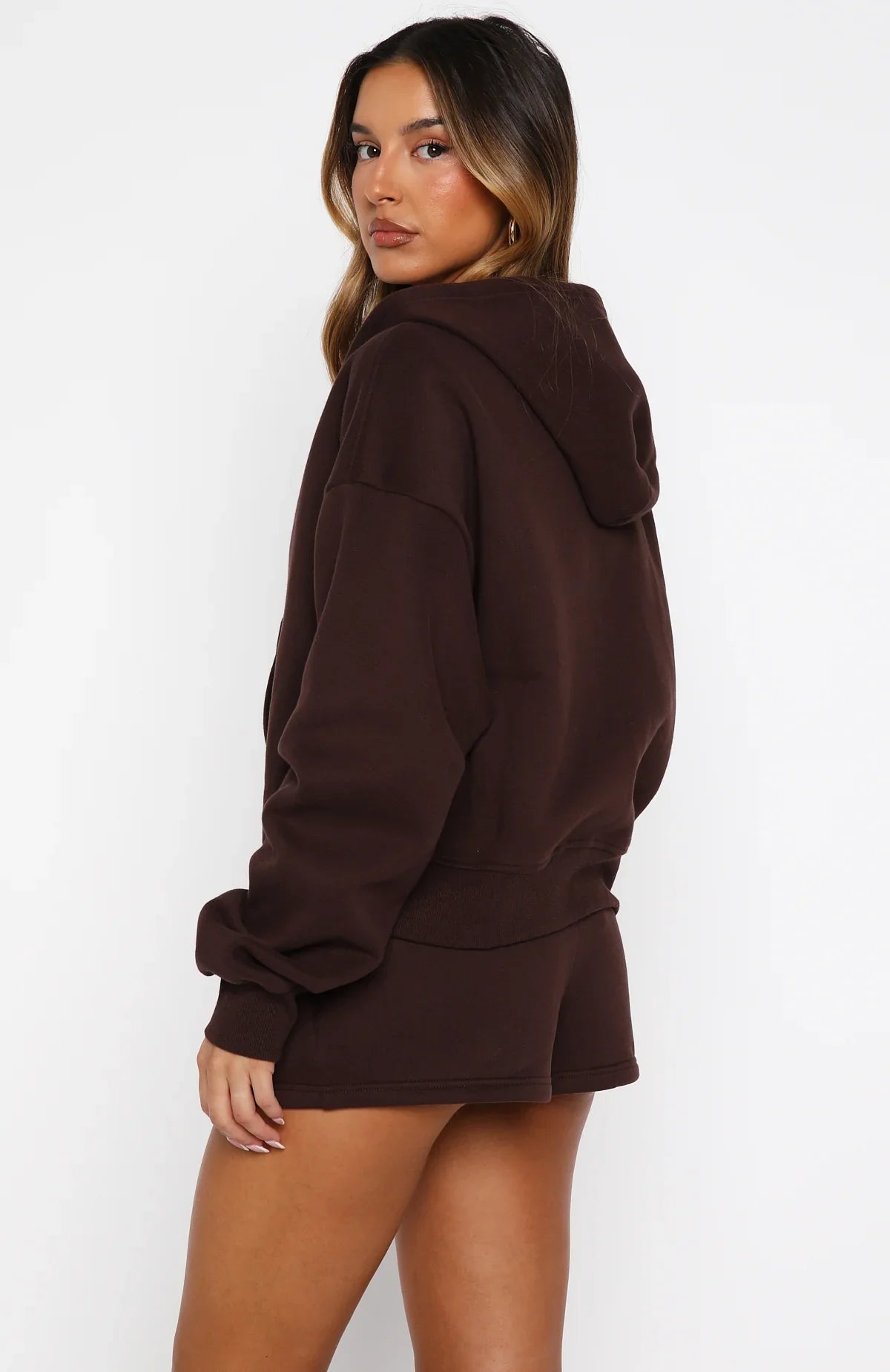 Test Drive Boxy Zip Front Hoodie Chocolate
