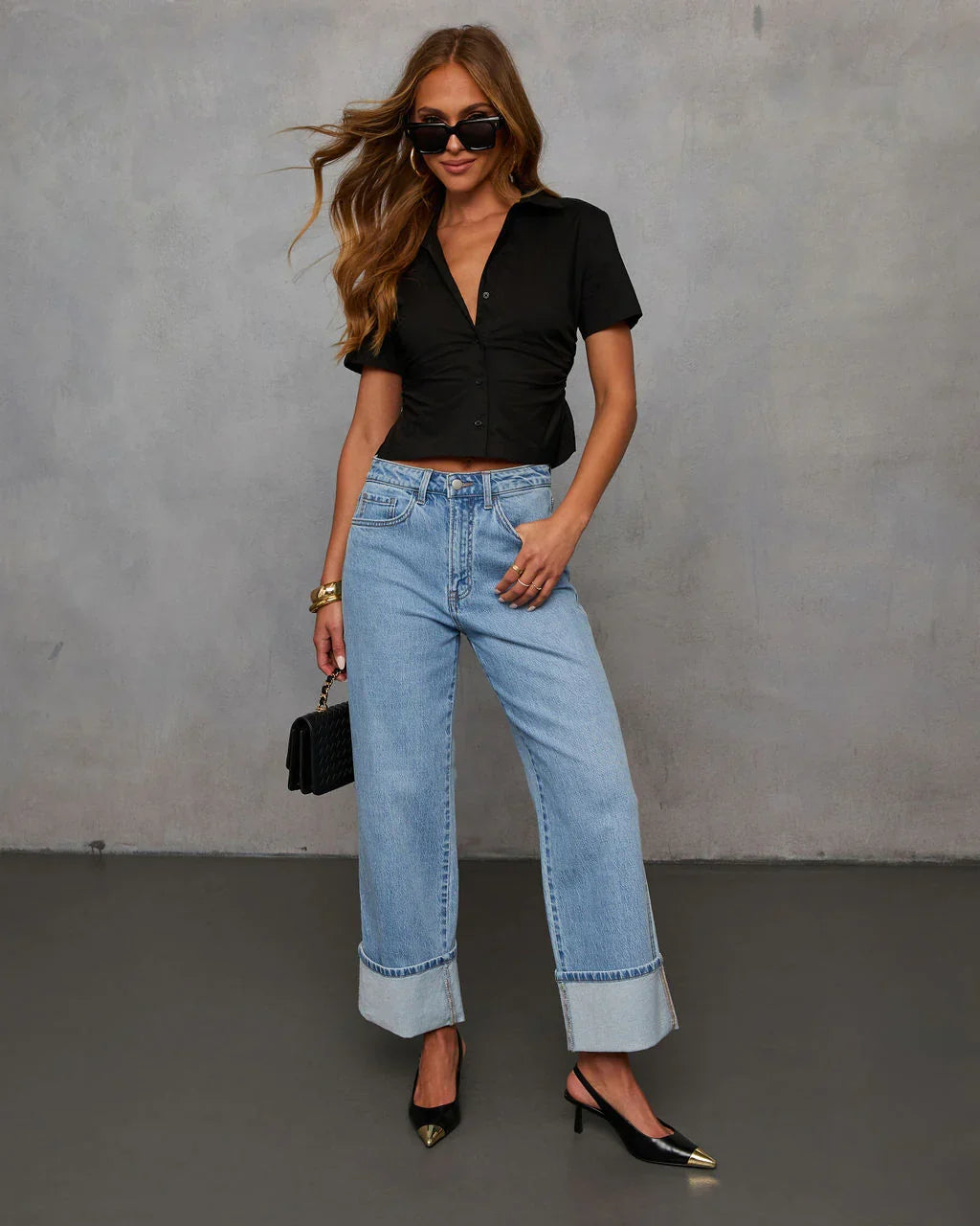 Kamora Poplin Button Down Top