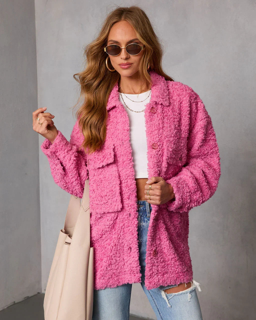 Happy Layer Teddy Shirt Jacket