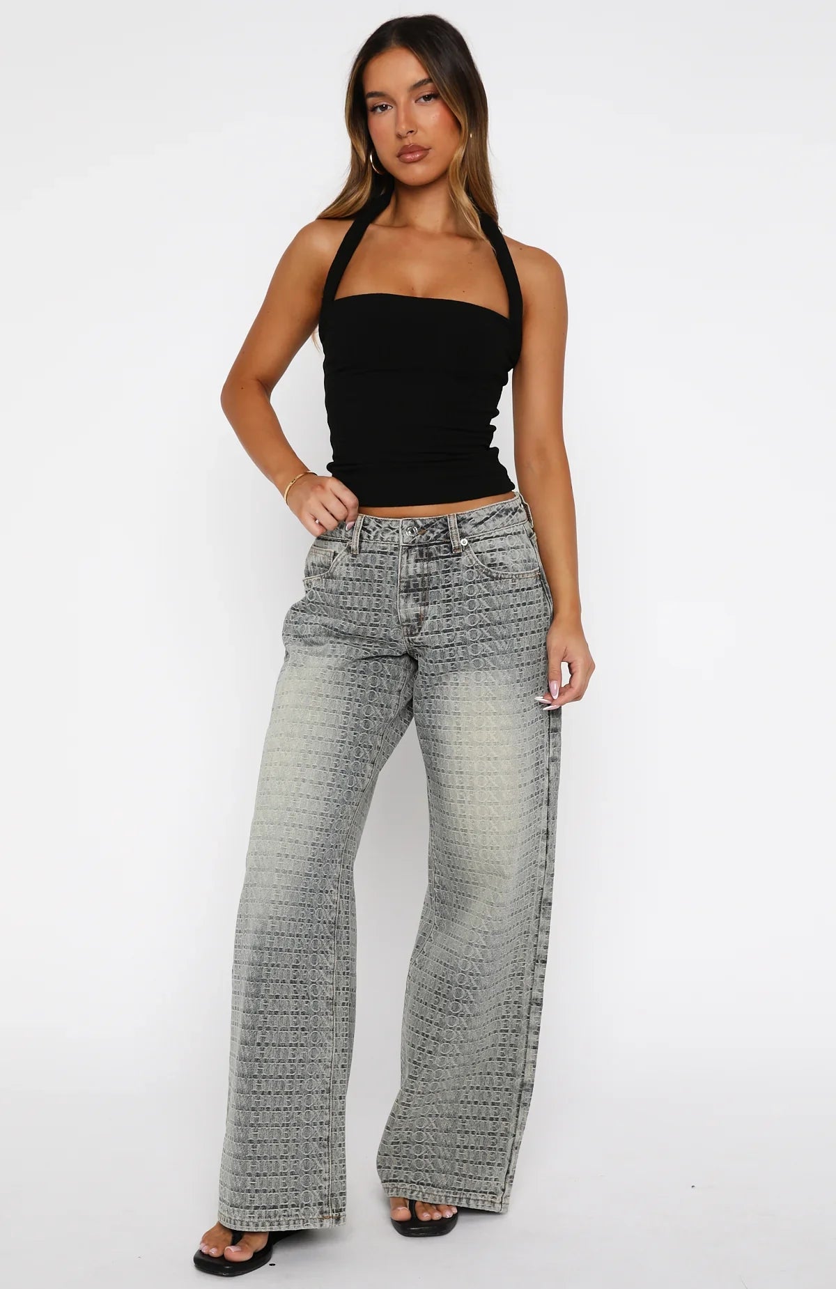 Tropic Dream Halter Top Black