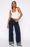 Charlotte Mid Rise Wide Leg Jeans Dark Indigo
