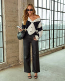 Peirce Contrast Checkered Knit Cardigan