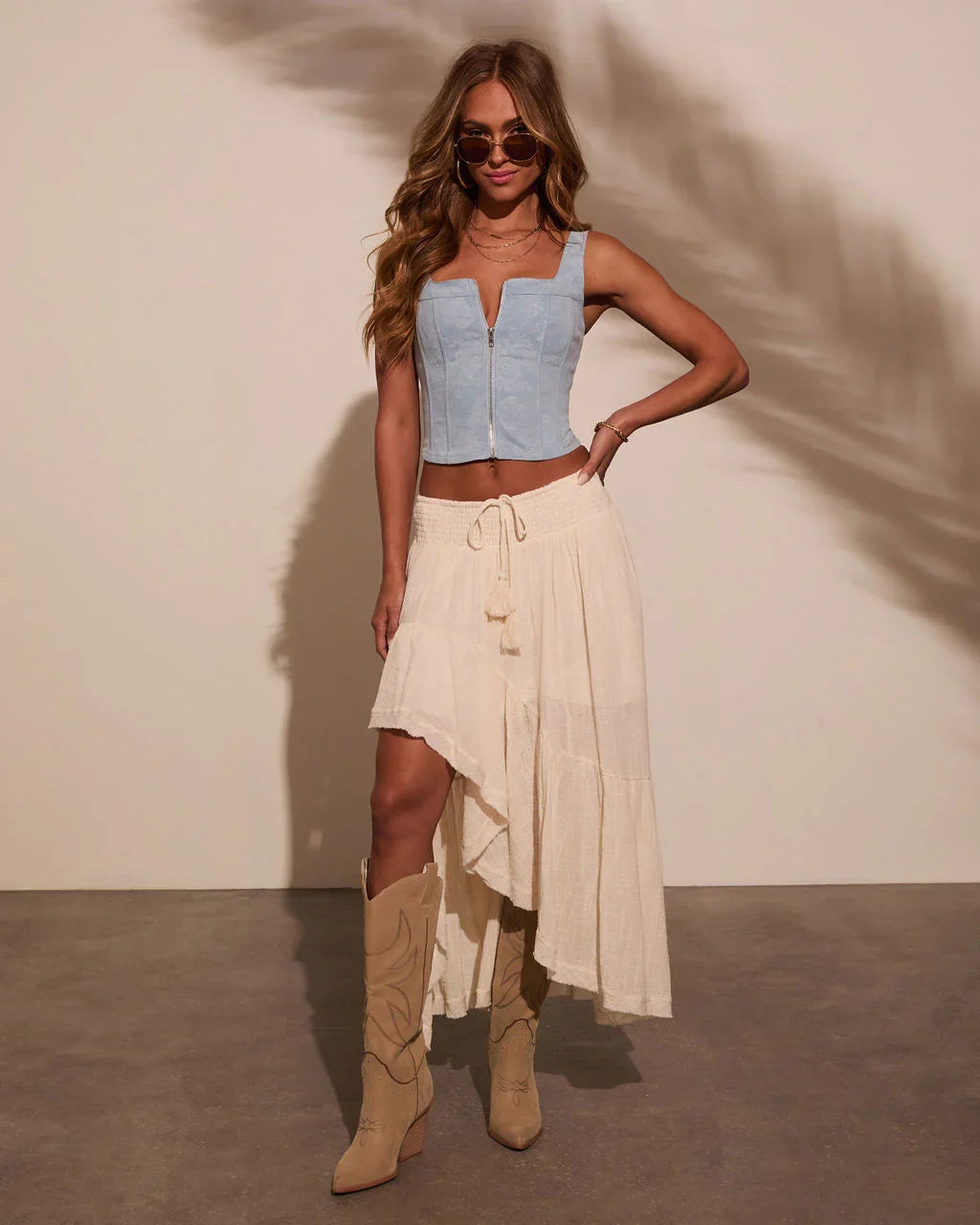 Emmie Embossed Denim Top