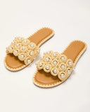 Golden Coastline Crochet Pearl Sandals