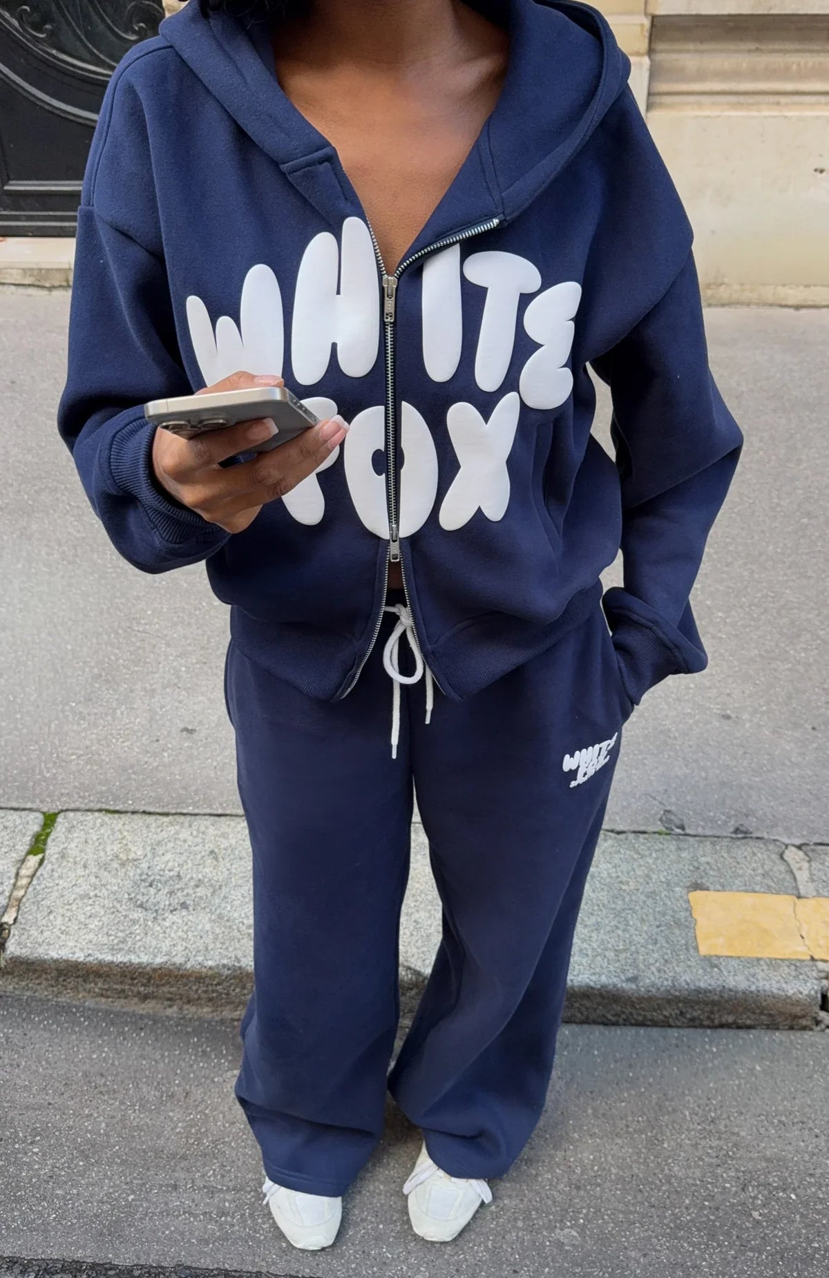 Club 14 Allie Boxy Zip Front Hoodie Navy