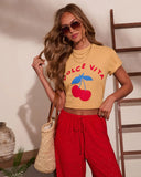 Dolce Vita Cherry Cotton Short Sleeve Graphic Tee